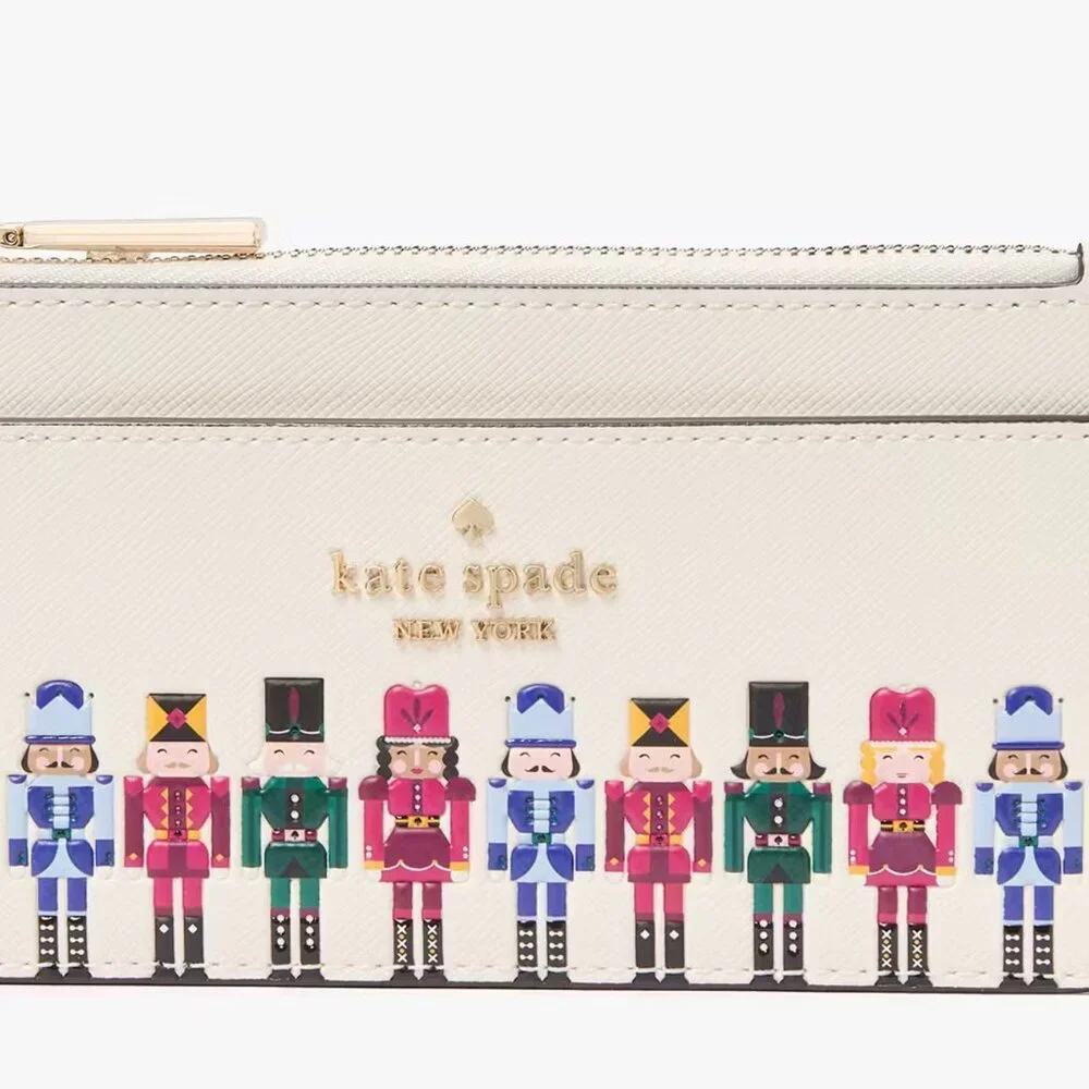 kate spade Oh What Fun! Nutcracker large slim cardholder NWT